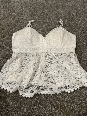 Lace Peplum - White